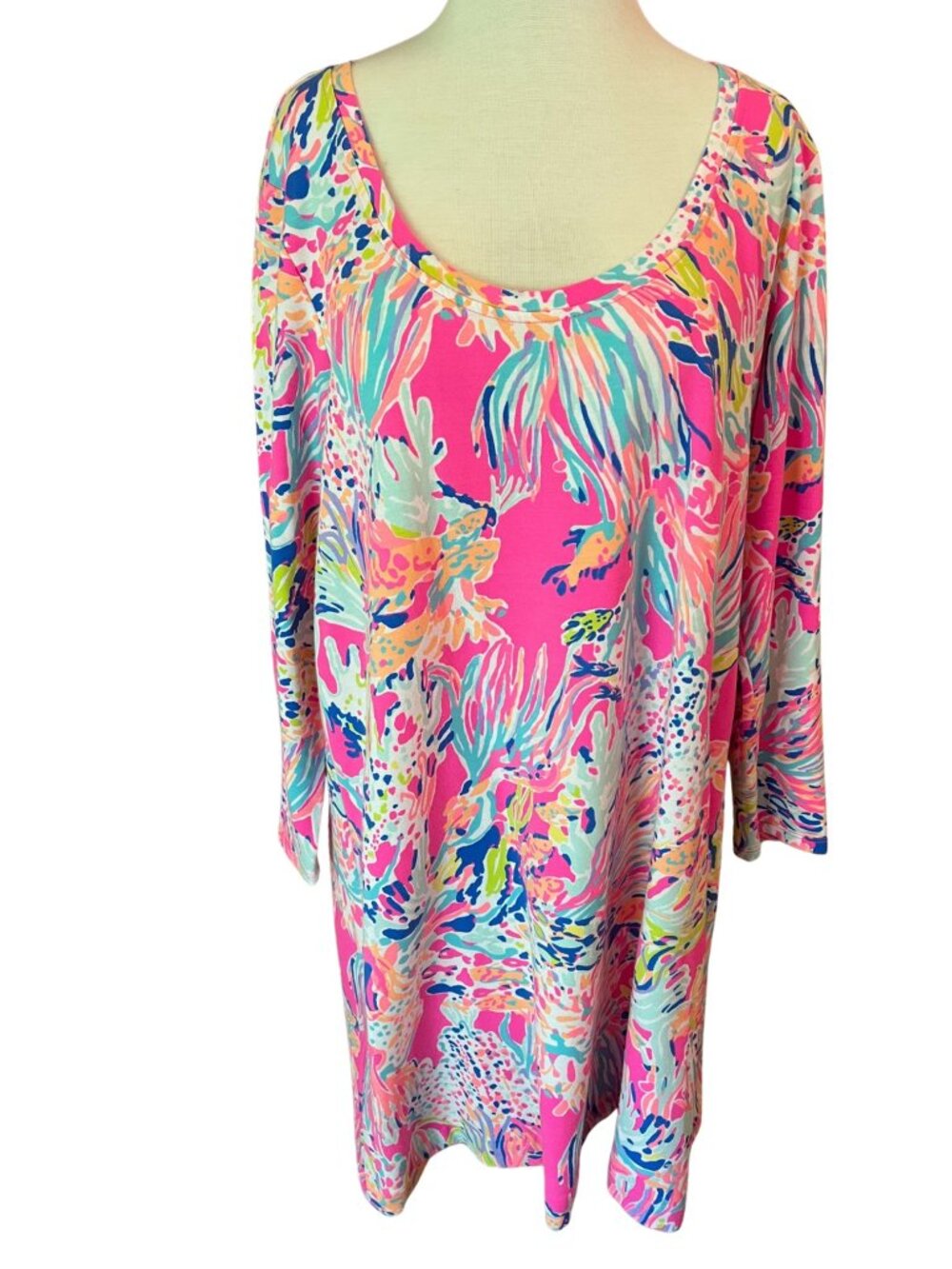 Lilly Pulitzer Long Sleeve Dress Size XL Pink Multi Color Knee Length